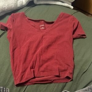 wild fable Short Sleeve V-Neck Crop Top - Deep Red